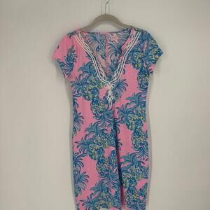 Lilly Pulitzer Dress small S pink resortwear beach preppy colorful summer modest